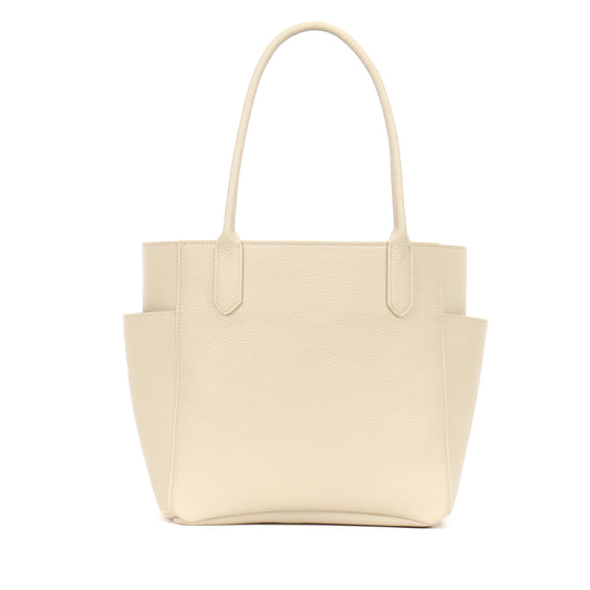 SMALL POCKET TOTE EGGSHELL PEBBLED CALF