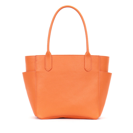 SMALL POCKET TOTE TANGERINE PEBBLED CALF