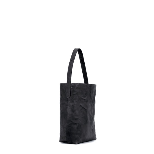 SMALL HOBO BLACK RUMPLED SHEEPSKIN
