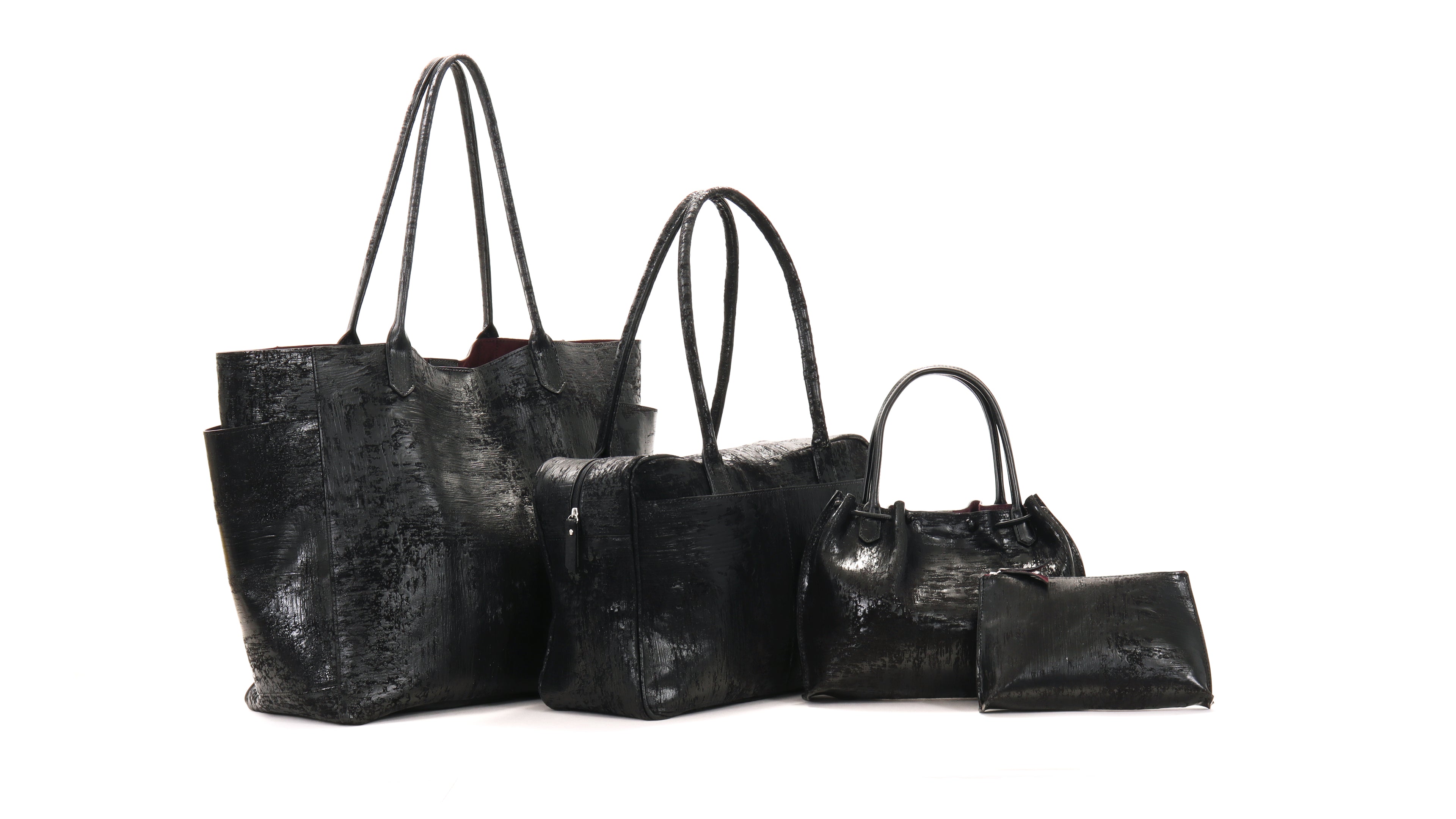 leather crosshatched tote