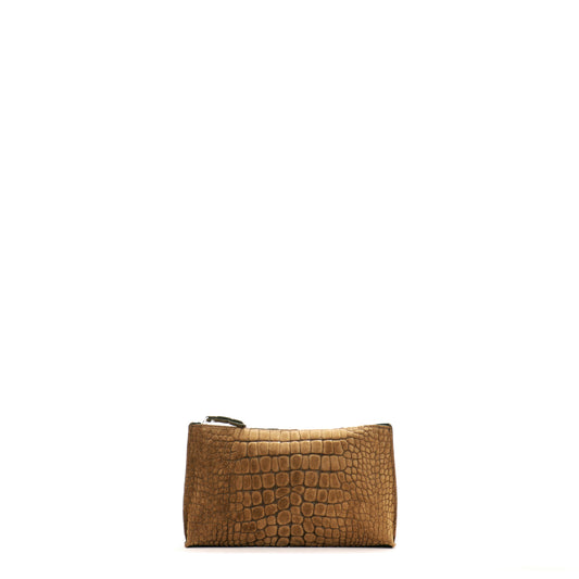 ESSENTIAL POUCH CEDAR SUEDED EMBOSSED CROC