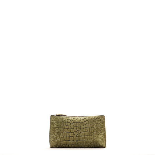 ESSENTIAL POUCH FIG SUEDED EMBOSSED CROC