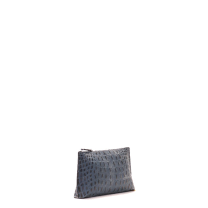ESSENTIAL POUCH NAVY EMBOSSED CROC