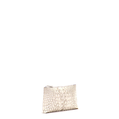 ESSENTIAL POUCH OYSTER EMBOSSED CROC