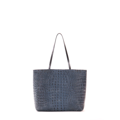 ESSENTIAL TOTE NAVY EMBOSSED CROC