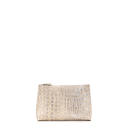 EVERYDAY POUCH PLATINUM STONE EMBOSSED CROC