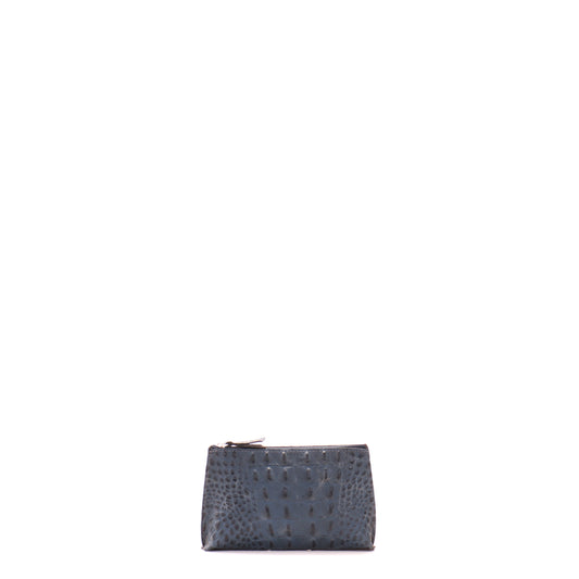 LIPSTICK POUCH NAVY EMBOSSED CROC
