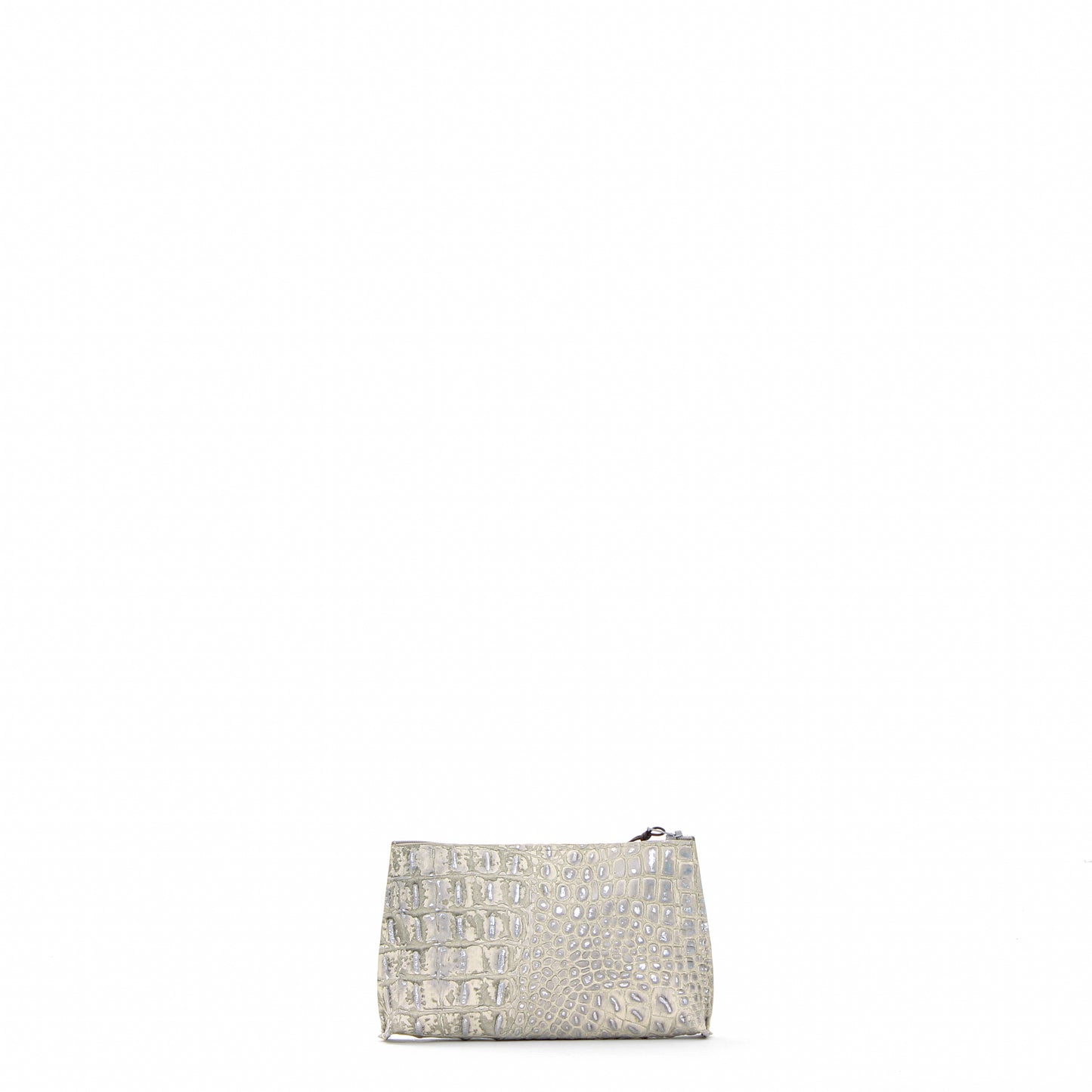 LIPSTICK POUCH PLATINUM STONE EMBOSSED CROC