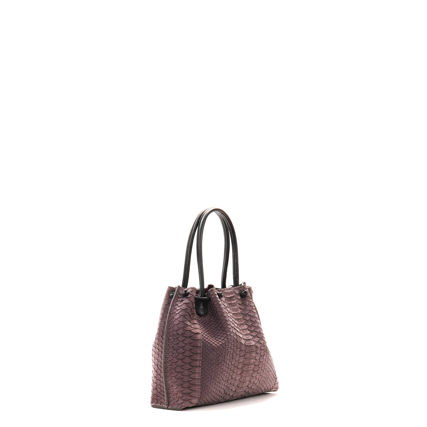 MINI PUCKERED TOTE PETROL SUEDED PYTHON