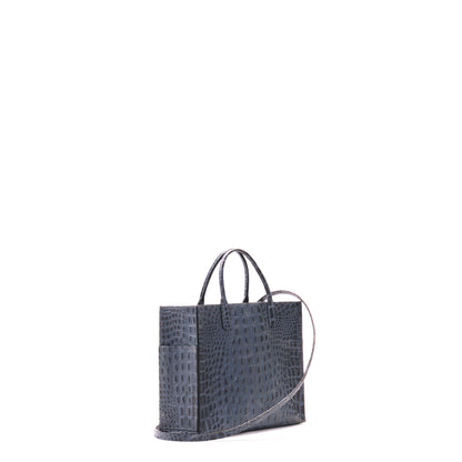 SMALL HARBOR TOTE NAVY EMBOSSED CROC