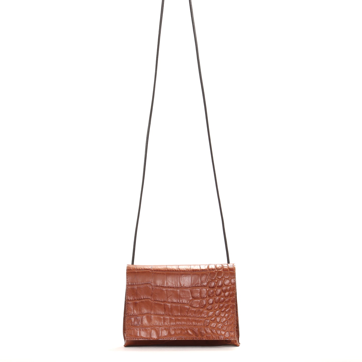 STRAPPY FOLDOVER HICKORY EMBOSSED GATOR