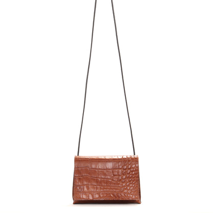 STRAPPY FOLDOVER HICKORY EMBOSSED GATOR