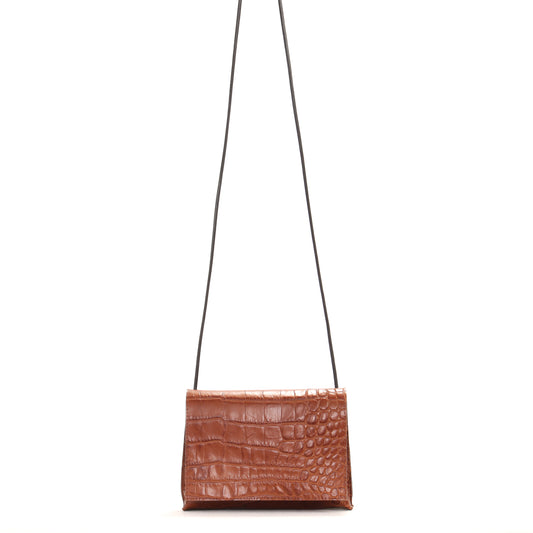 STRAPPY FOLDOVER HICKORY EMBOSSED GATOR