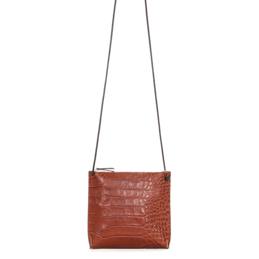 STRAPPY POUCH HICKORY EMBOSSED GATOR