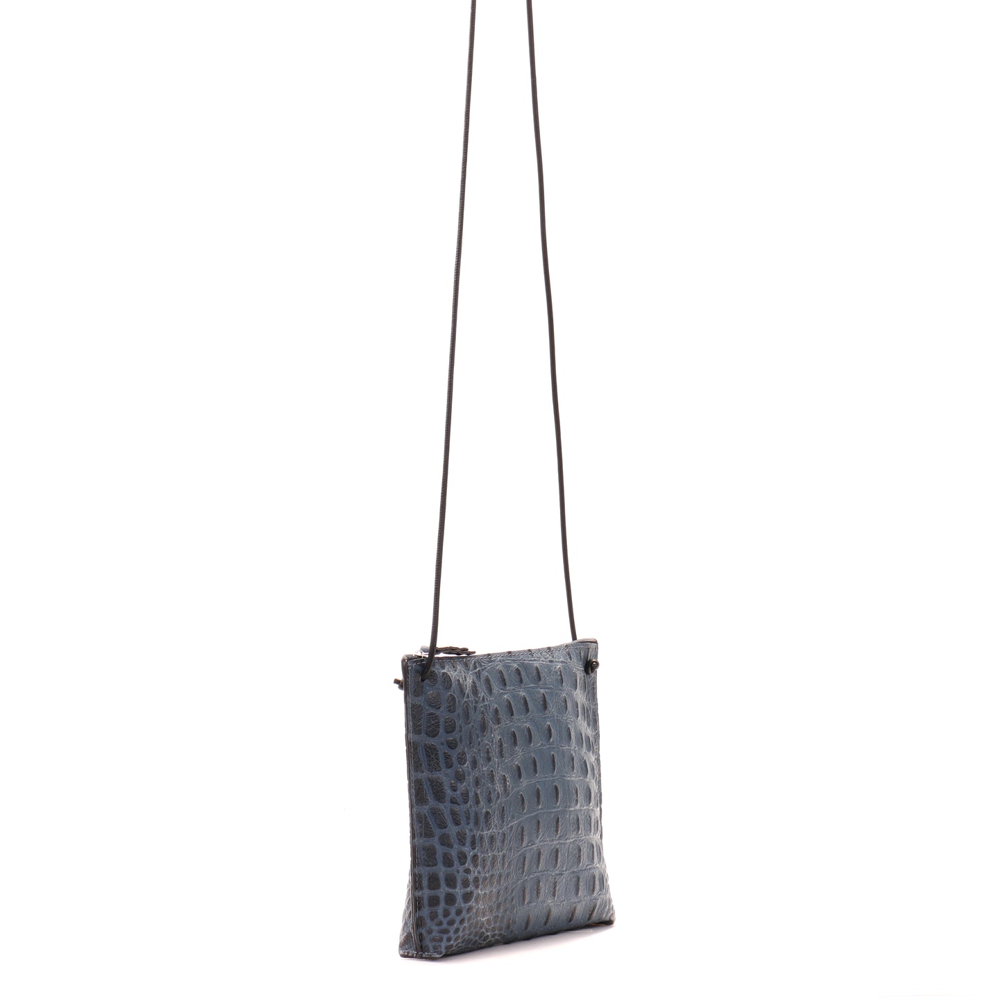 STRAPPY POUCH NAVY EMBOSSED CROC