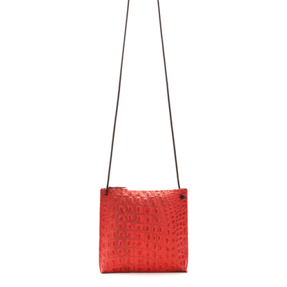 STRAPPY POUCH POMPEIAN RED EMBOSSED CROC