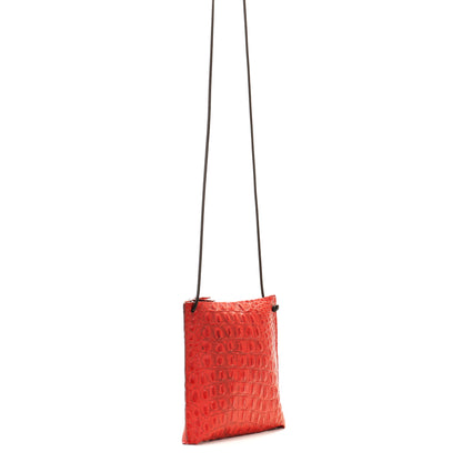 STRAPPY POUCH POMPEIAN RED EMBOSSED CROC
