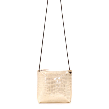 STRAPPY POUCH WHITE GOLD EMBOSSED GATOR