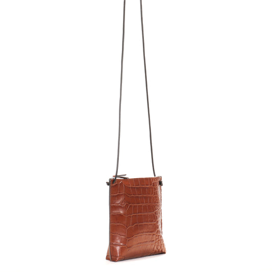STRAPPY POUCH HICKORY EMBOSSED GATOR