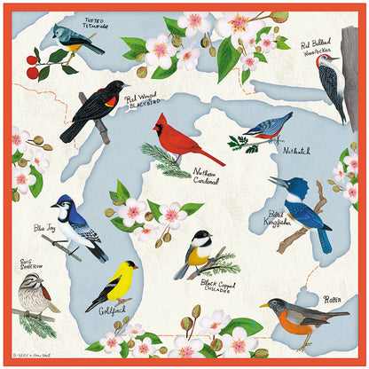 B.MAY X ANNE SMITH MICHIGAN BIRD MAP SCARF PRE-ORDER
