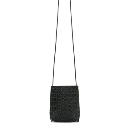 CELL POUCH MATTE BLACK EMBOSSED CROC