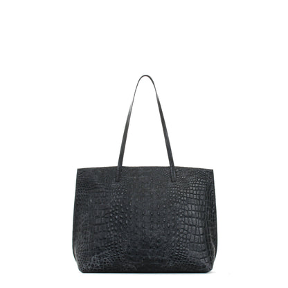 CLASSIC SHOPPER MATTE BLACK EMBOSSED CROC