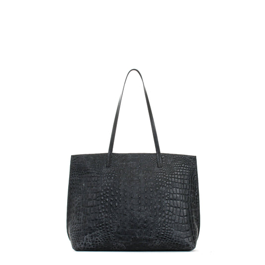 CLASSIC SHOPPER MATTE BLACK EMBOSSED CROC