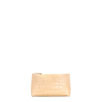 ESSENTIAL POUCH ALMOND EMBOSSED GATOR