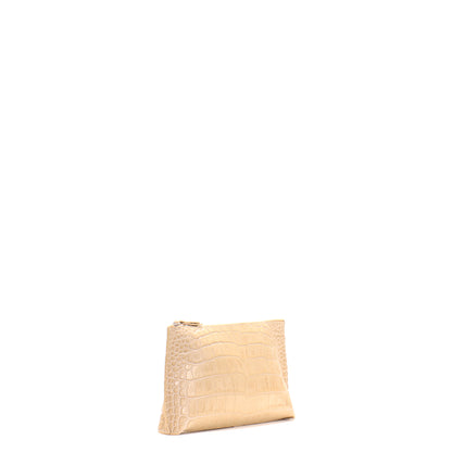 ESSENTIAL POUCH ALMOND EMBOSSED GATOR