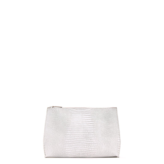 EVERYDAY POUCH ANTIQUE WHITE EMBOSSED LIZARD
