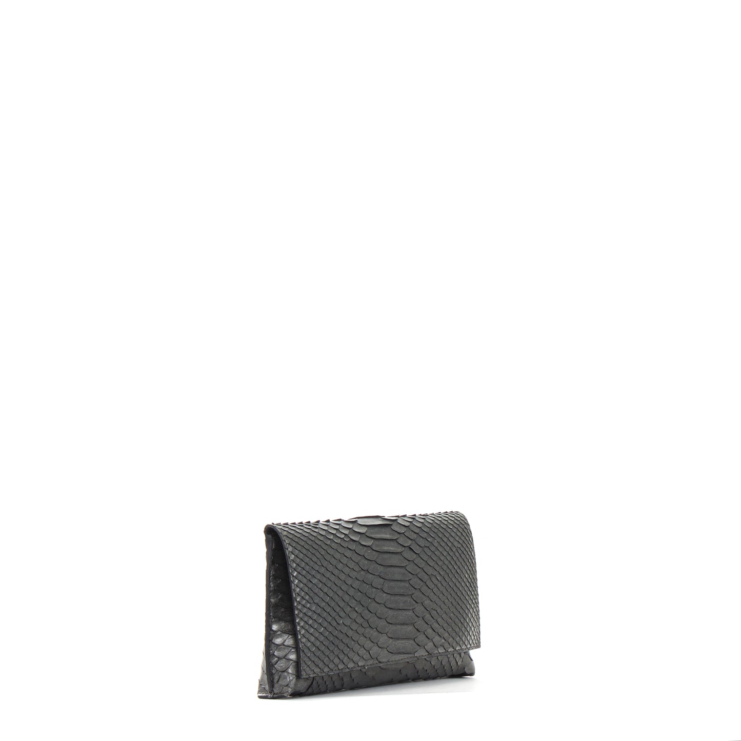 FOLDOVER CLUTCH GUNMETAL PYTHON