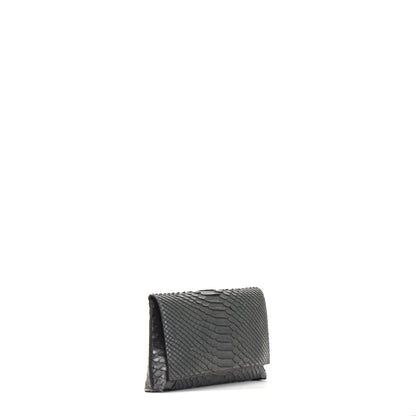 FOLDOVER CLUTCH GUNMETAL PYTHON