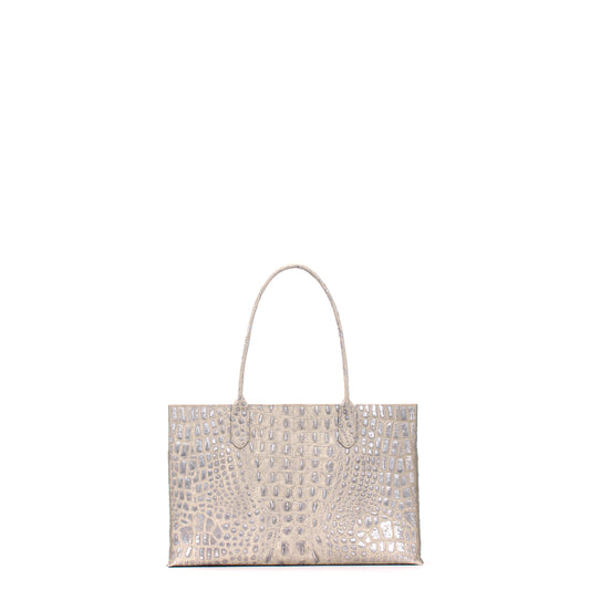 HARBOR TOTE PLATINUM STONE EMBOSSED CROC
