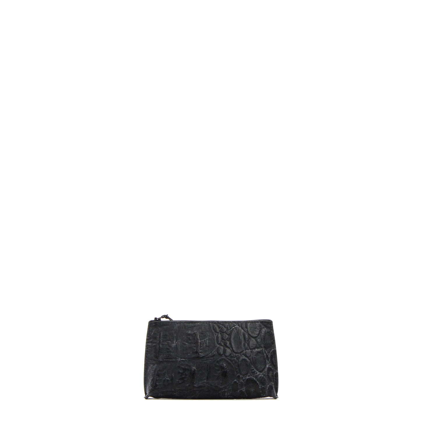 LIPSTICK POUCH EMBOSSED MONSTER CROC BLACK