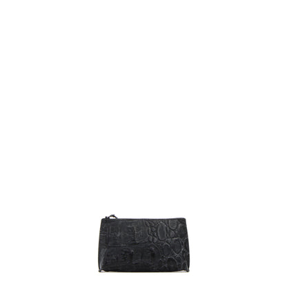LIPSTICK POUCH EMBOSSED MONSTER CROC BLACK
